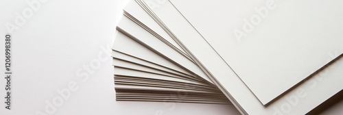Professional Blank Business Cards Stack: Top View of Customizable Templates on White Background. Clean, Minimalist Design for Corporate Branding, Marketing Materials, and Personal Networking with Ampl