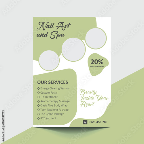 Elegant Spa Flyer Template with Soothing Colors and Wellness Icons for Relaxation, Beauty Services, and Health Retreat Promotions