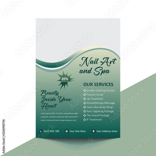 Elegant Spa Flyer Template with Soothing Colors and Wellness Icons for Relaxation, Beauty Services, and Health Retreat Promotions