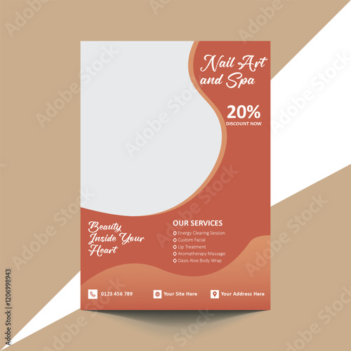 Elegant Spa Flyer Template with Soothing Colors and Wellness Icons for Relaxation, Beauty Services, and Health Retreat Promotions