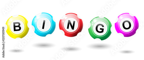 Bingo balls, realistic Lottery Colorful Number Balls, 3d lotto or billiard ball with Text. Lucky gambling sport, casino game, vector design your website. isolated on white background