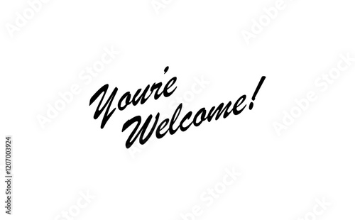 手書き風の筆記体で書いたYou're Welcome !（どういたしまして！）の文字（カリグラフィー）
