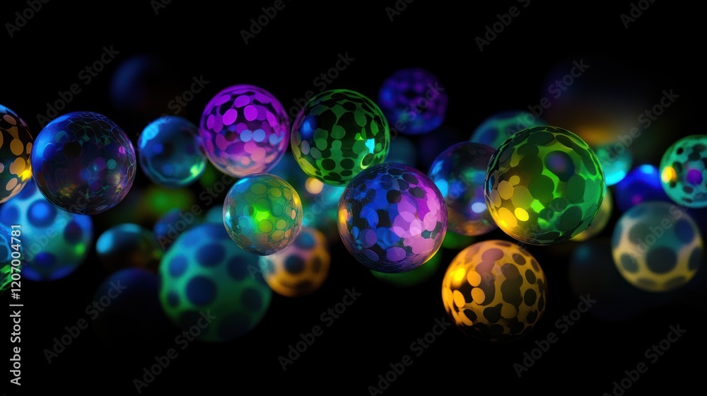 Abstract Colorful Spheres in Dark Space Abstract Colorful Spheres in Dark Space