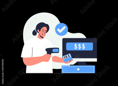 Illustration of an Barcode Scanner Price Cartoon Character
