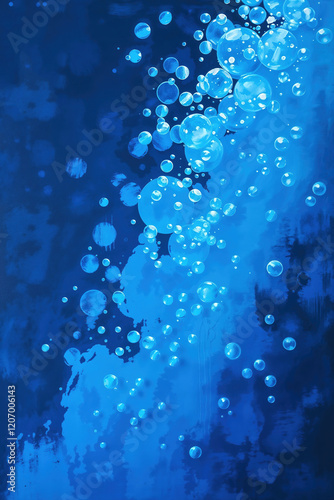 Wallpaper Mural A painting of blue water with many bubbles Torontodigital.ca