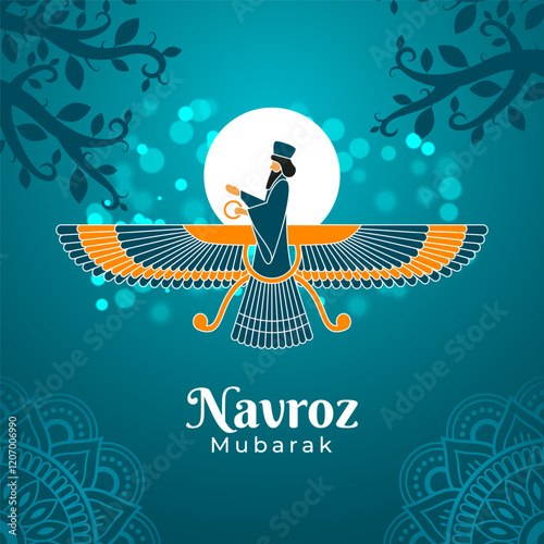 Vector illustration of Happy Parsi New Year social media template