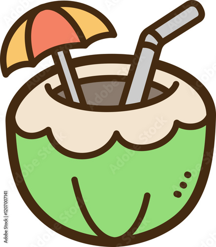 Coconut drink vector doodle illustration and graphic