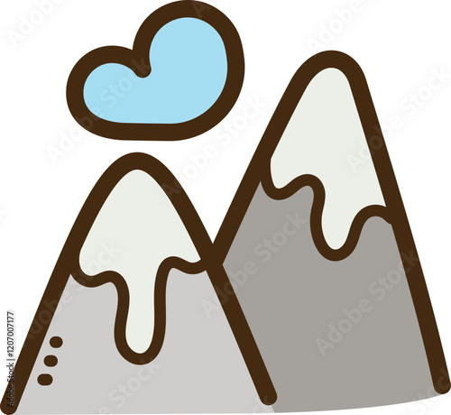 Mountain vector doodle illustration and graphic