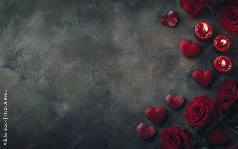 Romantic Red Roses with Candle and Hearts
Romantic Red Roses with Candle and Hearts