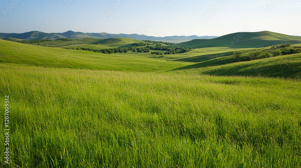 Fototapeta premium green grassland landscape isolated on white background