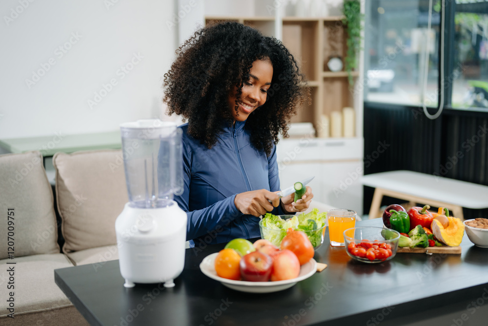 A fit woman enjoys a fresh salad with fruits and juice, embodying wellness, nutrition, and vitality A fit woman enjoys a fresh salad with fruits and juice, embodying wellness, nutrition, and vitality
