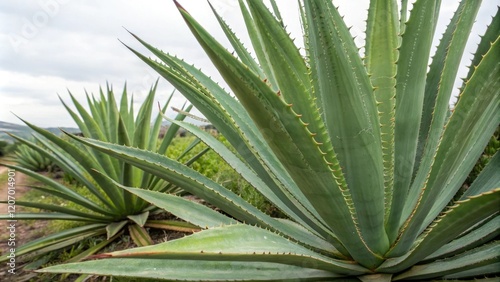 Close-up of Sotol plant's thick fleshy leaves with waxy texture, sotol, cactus alternatives, unique plants