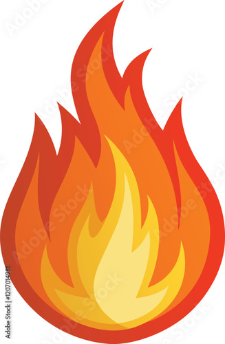 vector illustration of a red flame on white background