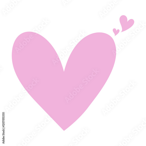 Hand drawn pink heart Symbol of Love for card, postcard, poster, print, banner. Valentine's day concept. Vector illustration design
