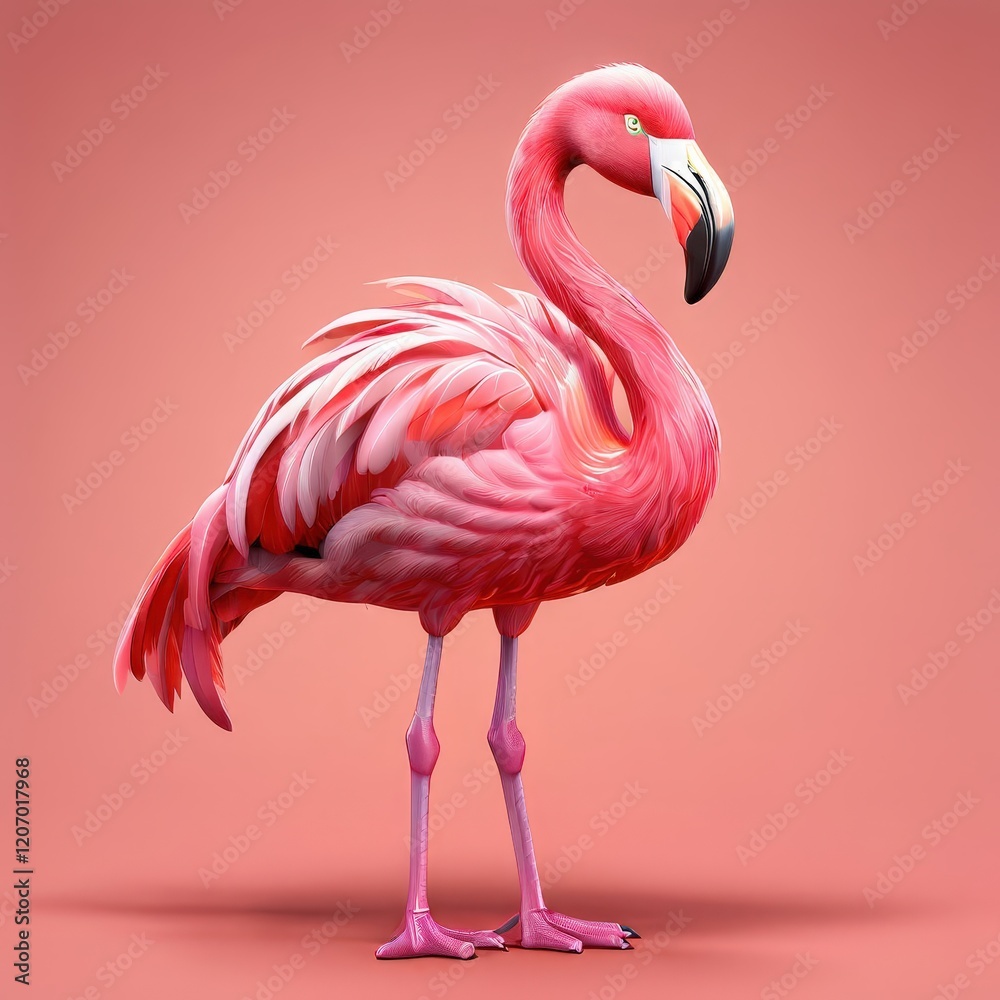 Fototapeta premium the AI Image Generator, Vibrant Pink Flamingo Standing Gracefully Against