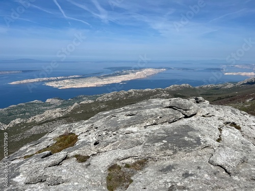 View of the Adriatic Sea and islands from the Premuzic Trail - Northern Velebit National Park, Croatia (Pogled na Jadransko more i otoke sa planinarskog puta Premužićeva staza - NP Sjeverni Velebit) photo