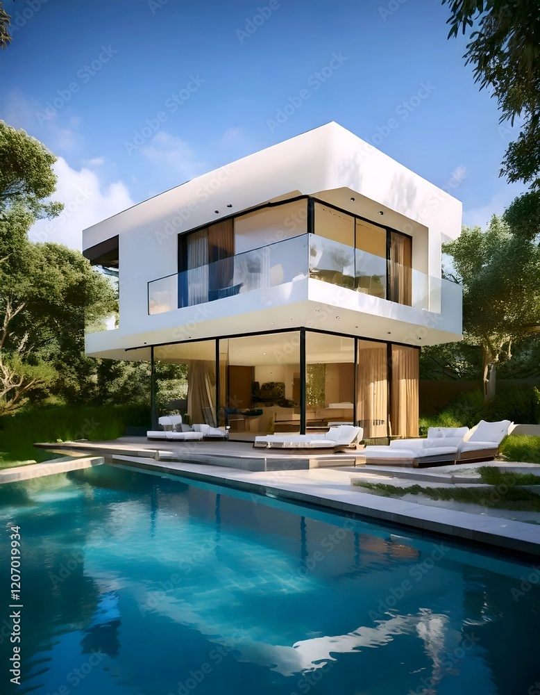 Fototapeta premium Modern House with pool