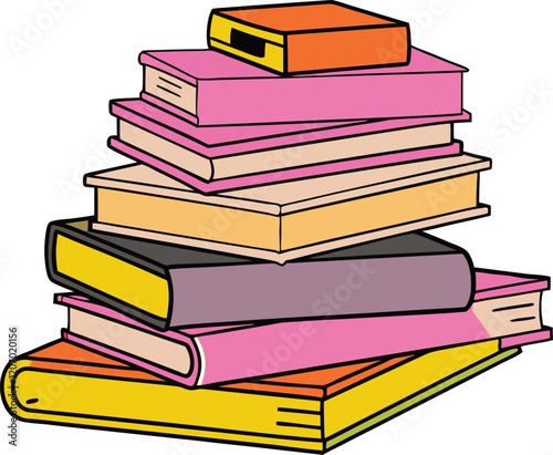 pile of books with color pencils