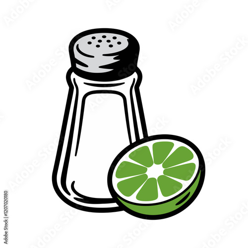 Salt Shaker and Lime Slice Illustration