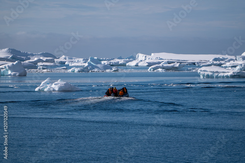 Researchers and scientists in Antarctica. Researchers in the mot photo