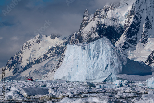 Touristic ferry in Antarctica. Tourism in Antarctica