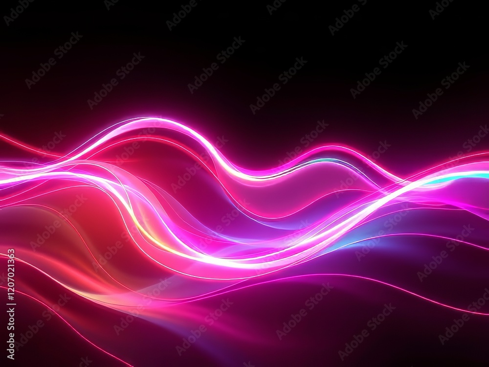 Fototapeta premium Abstract Neon Light Waves - Vibrant Vivid Colors - Dynamic Atmosphere