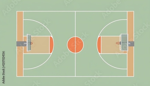 Basketball Court Design Top View Illustration