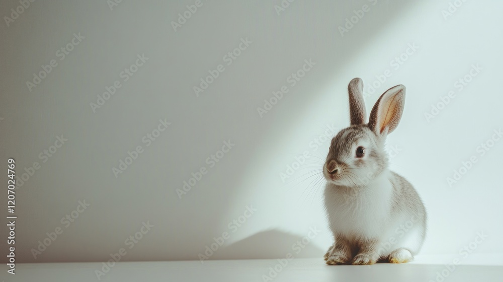 Fototapeta premium Cute Rabbit in a Beam of Sunlight