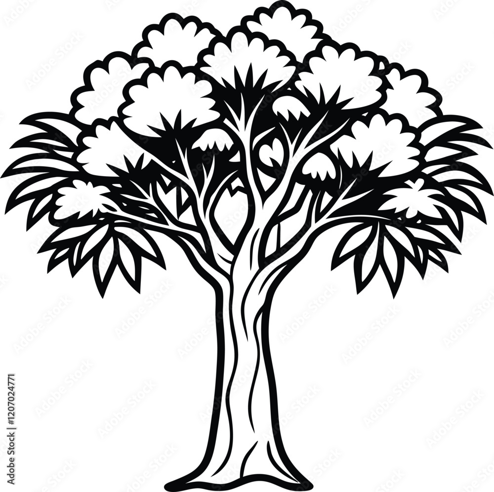 Obraz premium tree silhouette with flowers