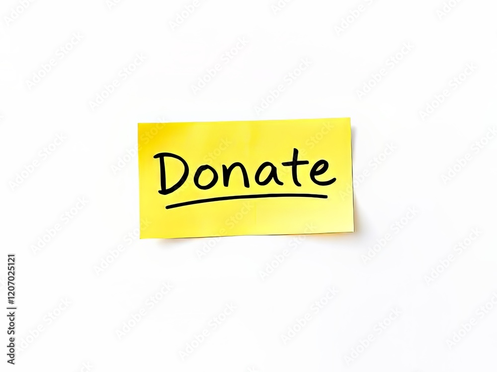 Bright Yellow Donate Sticky Note - AI Photo Bright Yellow Donate Sticky Note - AI Photo