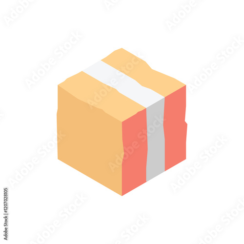 Crumpled box flat illustration. Perfect for damaged shipping, packaging, logistics, or delivery concepts.