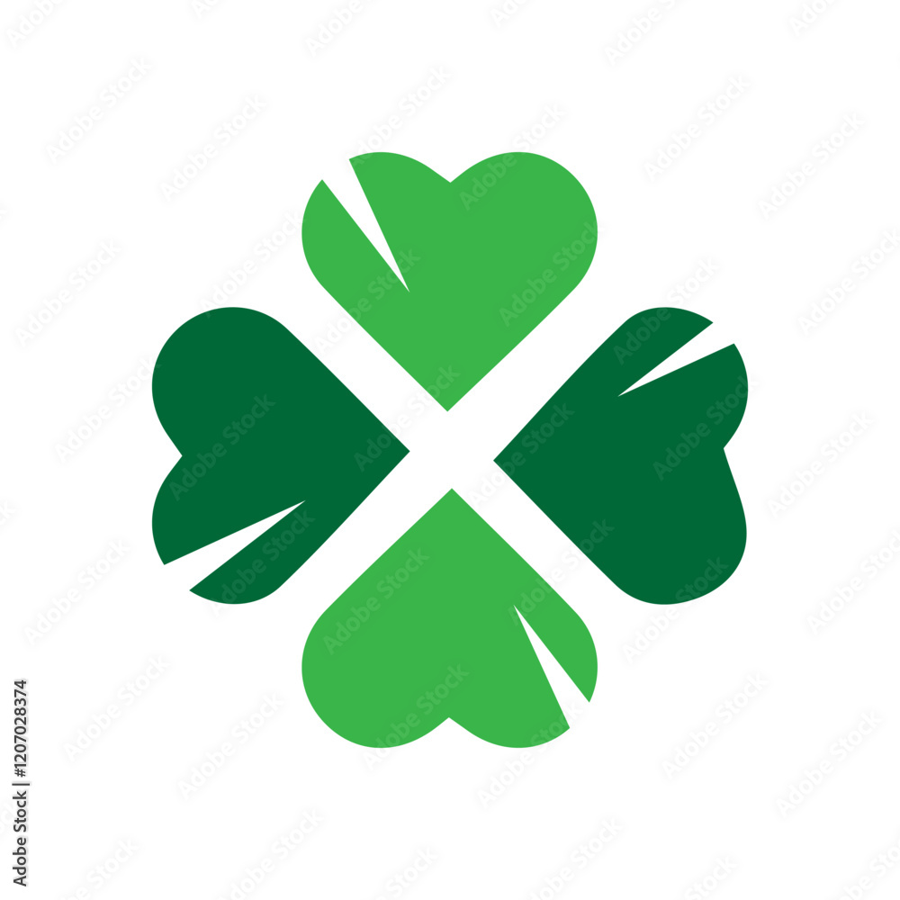 Four Leaf Lucky Shamrock Clover logo design graphic vector illustrations Four Leaf Lucky Shamrock Clover logo design graphic vector illustrations