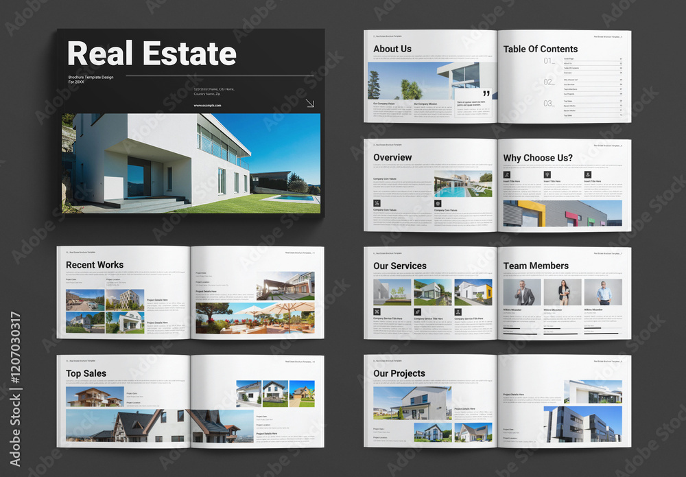 Real Estate Brochure Template Design Layout Landscape Stock Template ...
