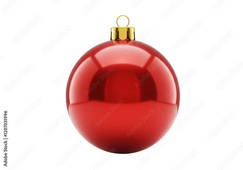 Glossy red Christmas ball with golden cap, isolated on white background Glossy red Christmas ball with golden cap, isolated on white background
