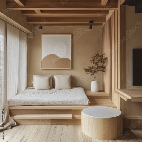 Minimalist Wooden Bedroom W...
