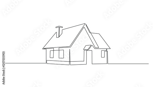 House One Line Drawing vector Illustration