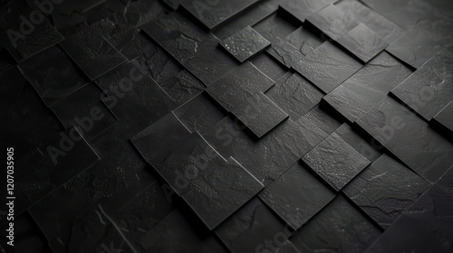 Abstract Black Slate Stone Texture Background with Geometric Pattern