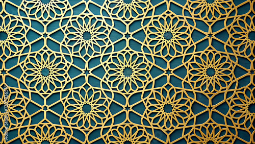Golden Mashrabiya Window Pattern Background