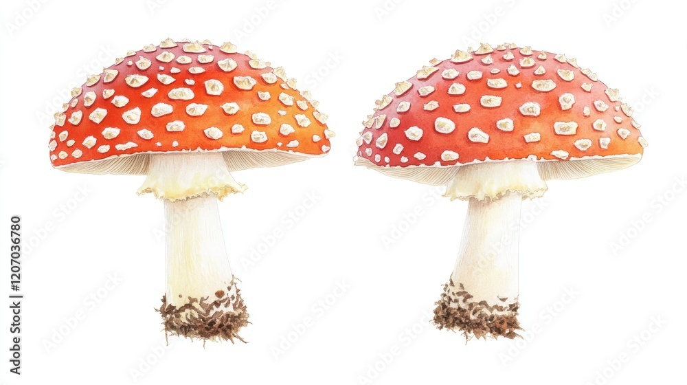 Two Red and White Mushrooms Two Red and White Mushrooms
