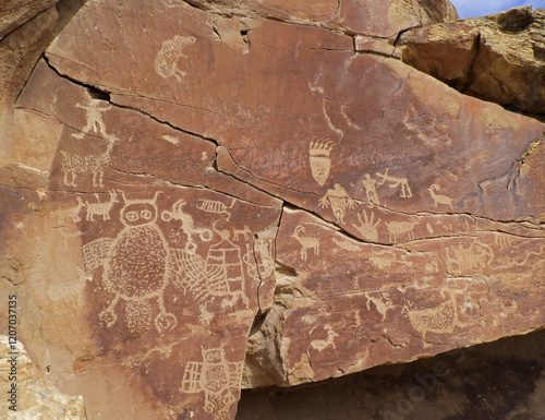 the ancient owl panel petroplyphs of the native american fremont culture in nine mile canyon, near wellington, utah photo