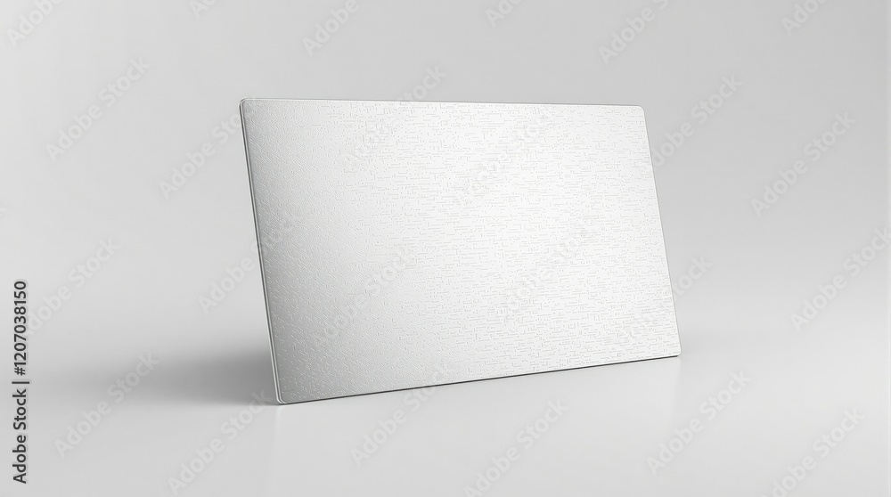 Business card standing on edge with a press effect and metallic shine, business card, premium material, press effect Business card standing on edge with a press effect and metallic shine, business card, premium material, press effect