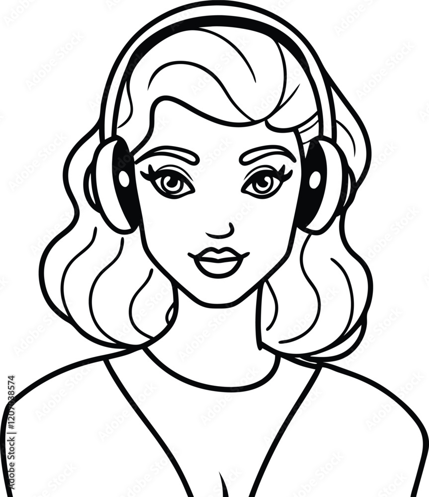 vector illustration of a woman with headphones vector illustration of a woman with headphones