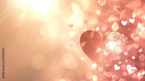 Romantic Abstract Pink Hearts Background with Bokeh Lights