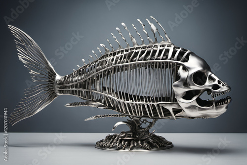 Silver fish skeleton figuri...