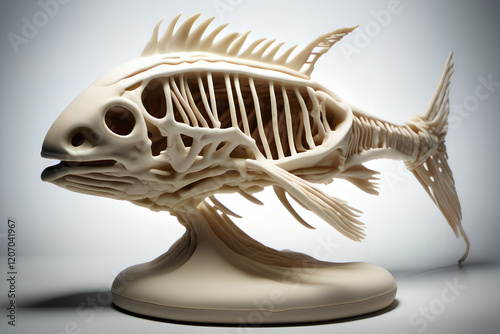 Clay fish skeleton figurine...