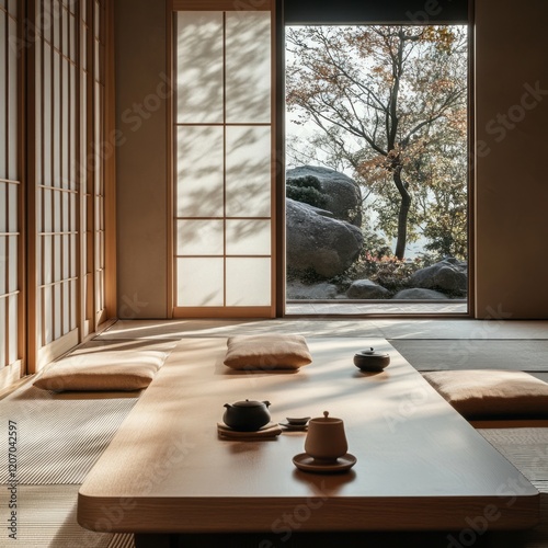 Serene Japanese Tea Room Wi...