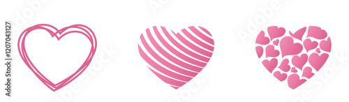 Heart shapes. Love and romantic symbols. Valentines design elements. Isolated vector images