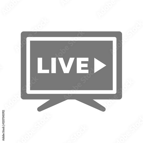 Live broadcast or streaming vector icon. Tv screen and livestream symbol.