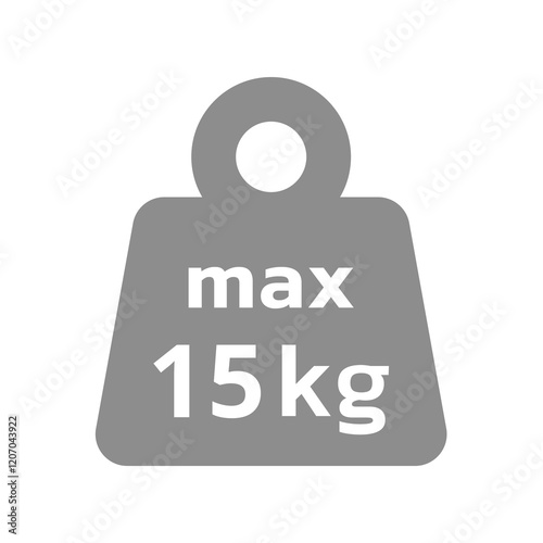 15kg max load capacity. Maximum weight vector icon.