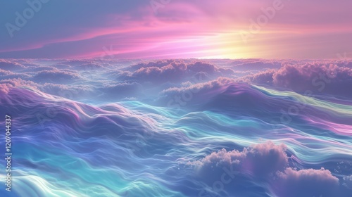 Surreal Cloudscape with Pastel Colors and Ethereal Sunset